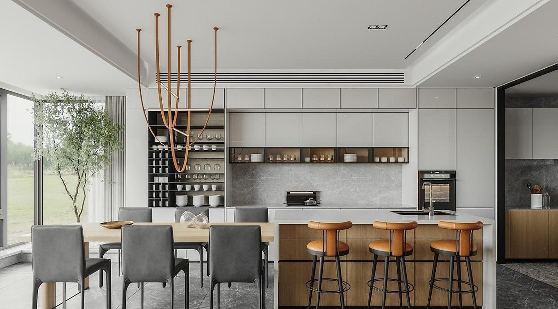 现代客餐厅效果图设计.  你喜欢这样的装修吗?喜欢点个赞吧.  家居丨