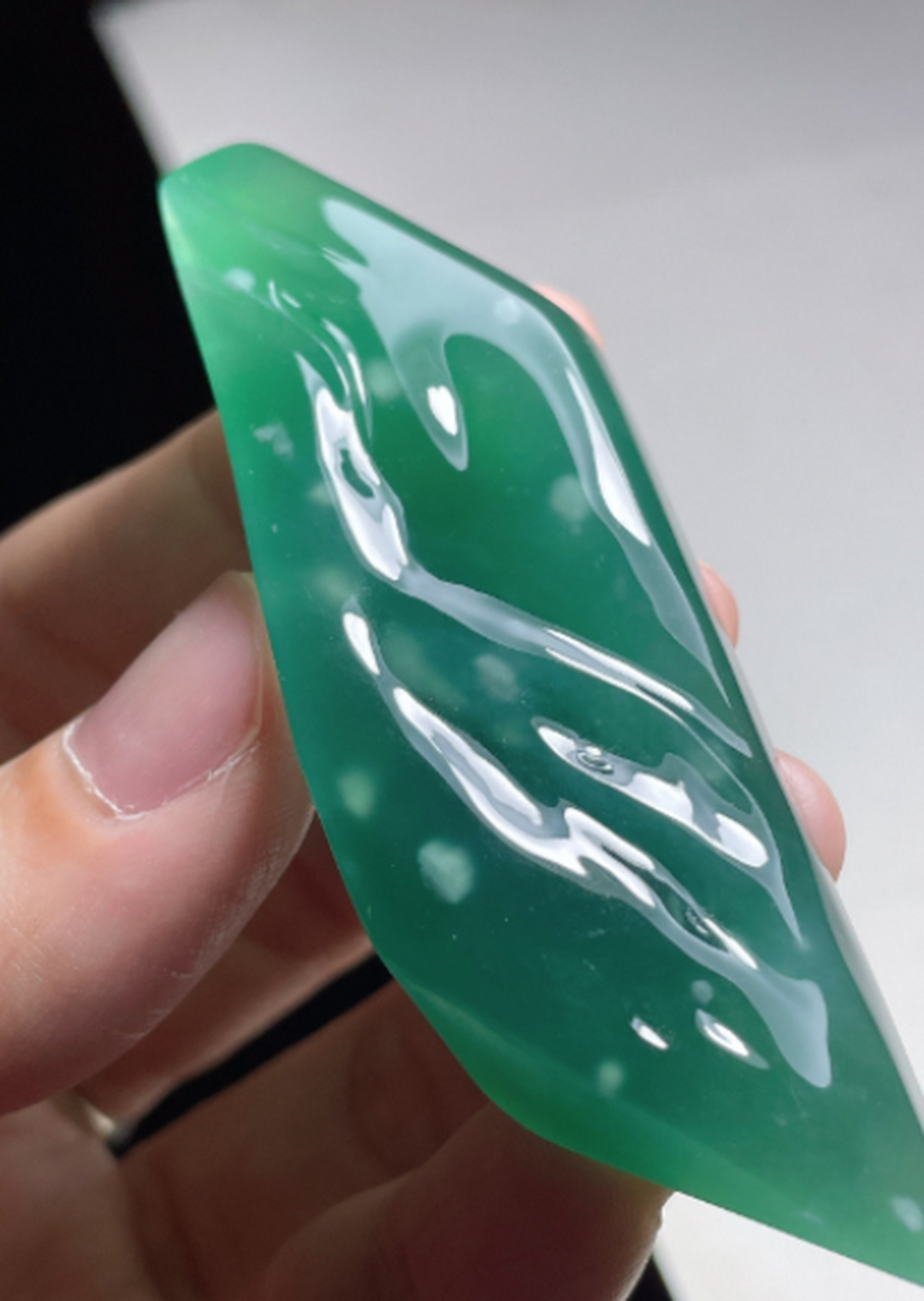 点击头像看直播# #翡翠#精品老蓝水飘雪花棉,冰感胶感水头十足,底子