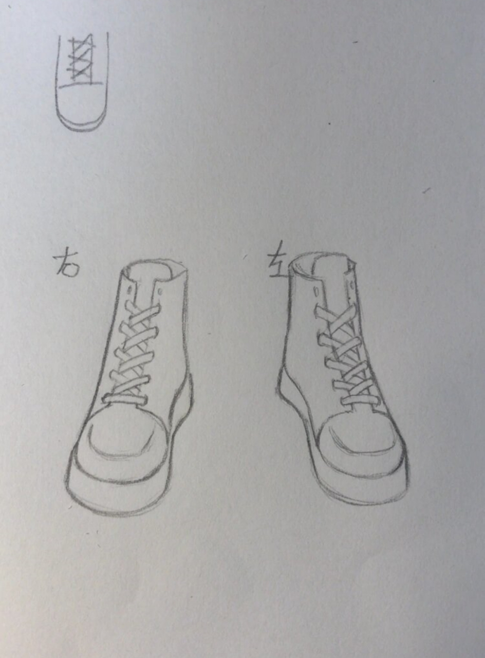 正面鞋子绘画教程  正面鞋子,视频略显复杂,截成图片好多了
