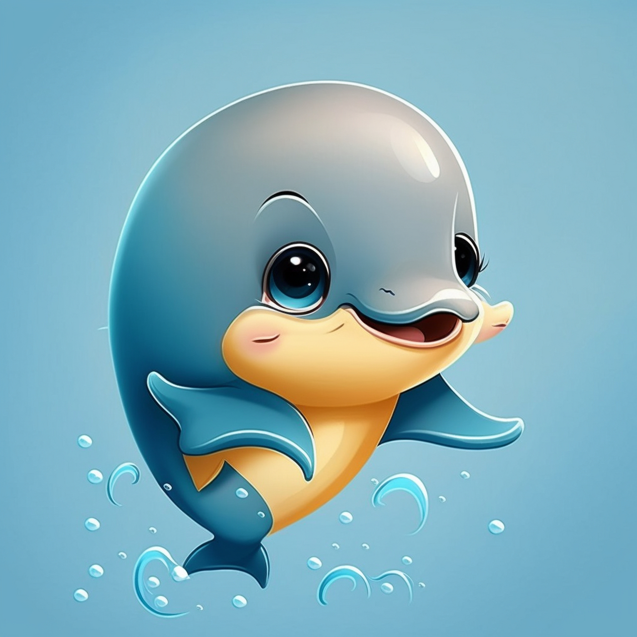 ai作图分享 prompt: 可爱的卡通 of 宝宝海豚 #aigc未来# #海豚