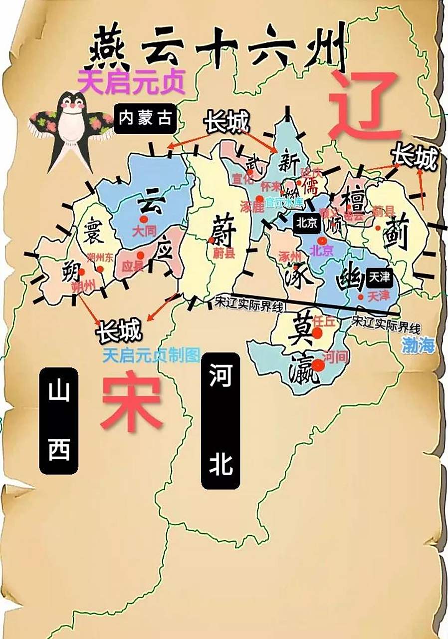 幽云十六州又称燕云十六州,因为很大一部分是古燕国地盘