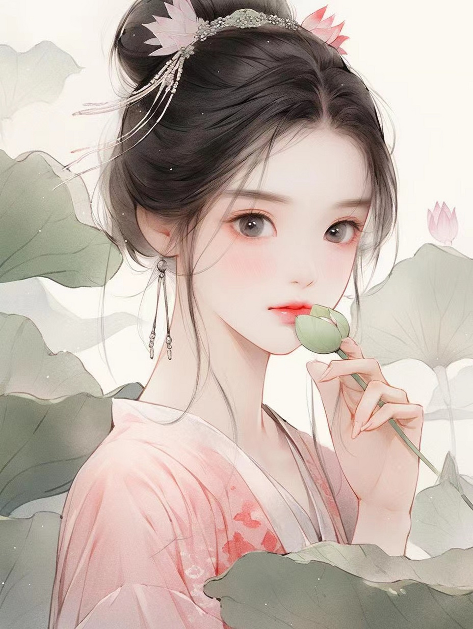 汉服美女和荷花照片唯美高清美图 #古风小分队# #百度初秋打卡挑战赛