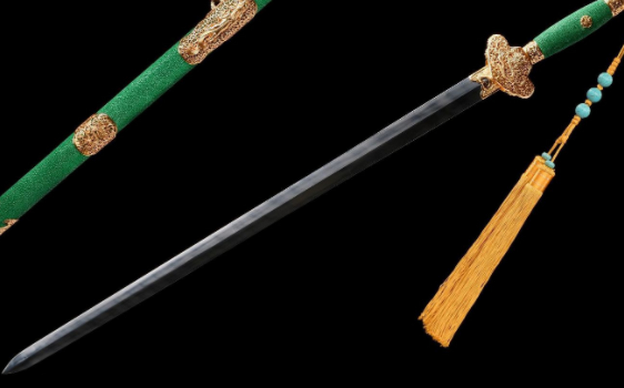 收藏#  泉宗-典雅版康熙佩剑 规格:全长106cm 刃长77cm(含剑夹) 柄长