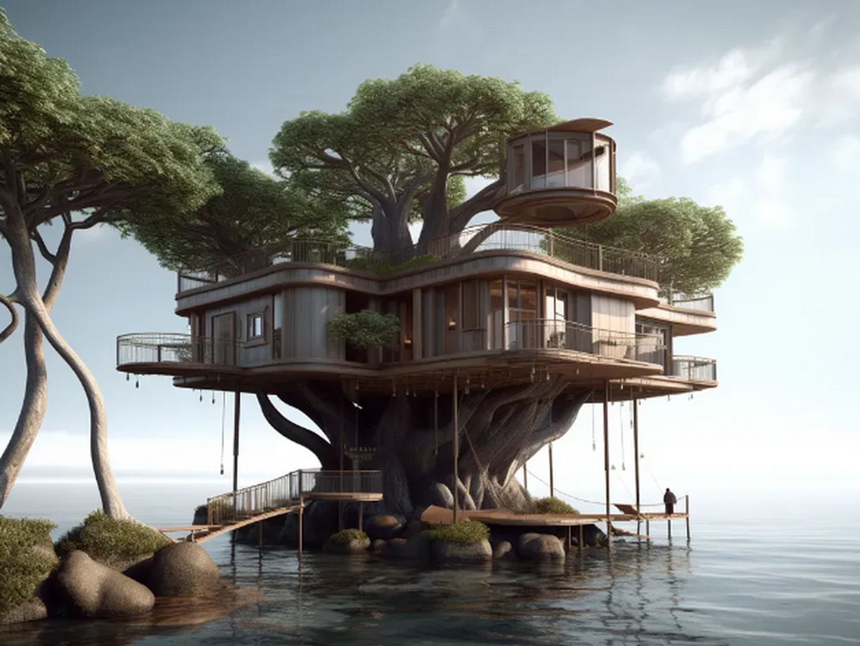 梦幻树屋:创意空中住宅设计  欢迎来到promptbase设计展示鉴赏!