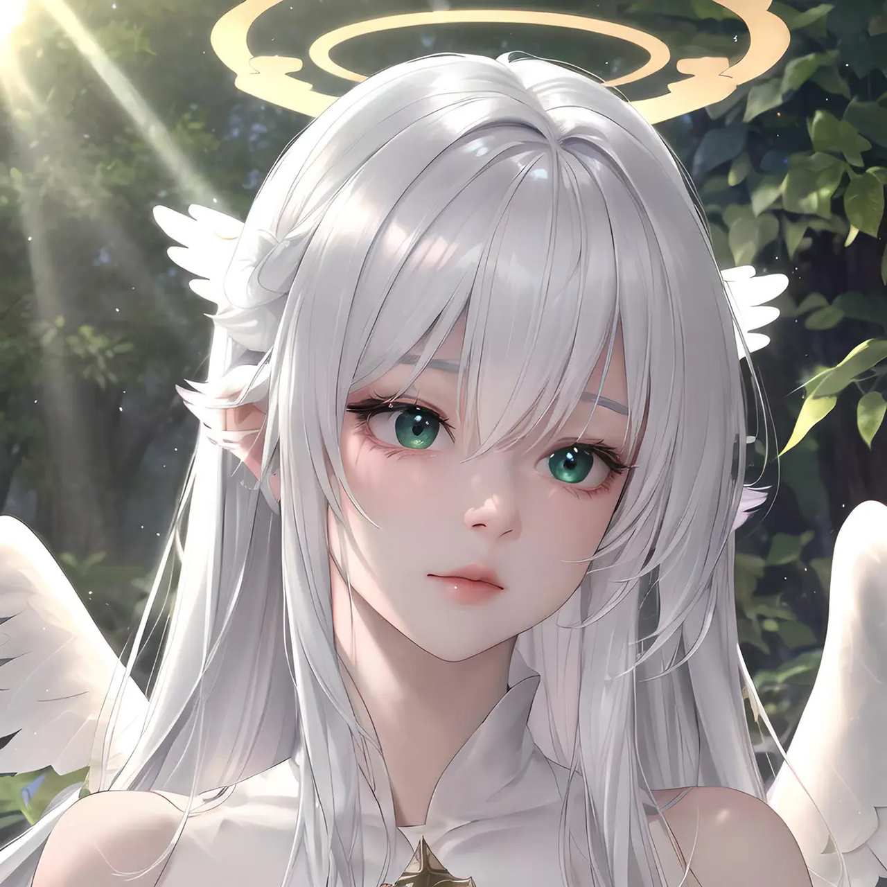 今日萌图,圣洁白毛天使#动漫美女# #ai绘图# #天使# #白毛控