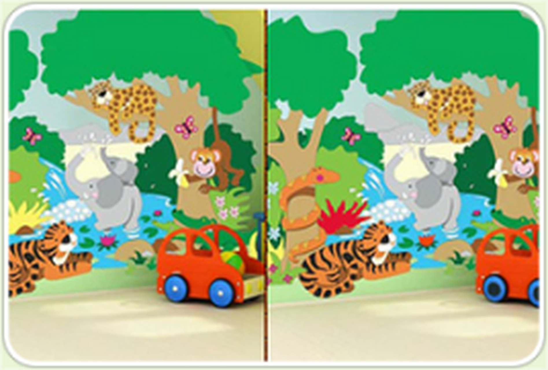 图片中的小动物有几处不同,请你帮忙找一找吧