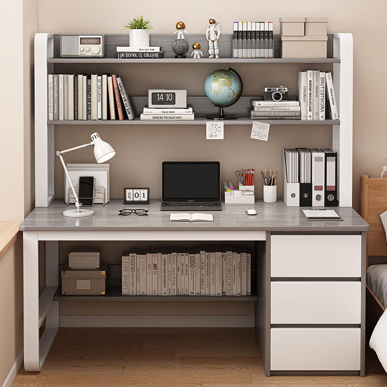 电脑桌书桌书柜组合家用台式卧室学生学习写字桌电竞桌