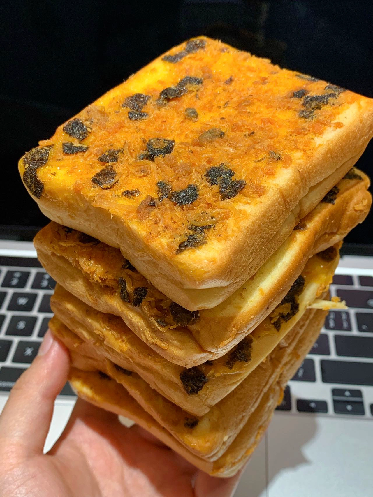 这肉松海苔面包真的有被好吃到! 看起来平平无奇!吃起来一口哇塞!