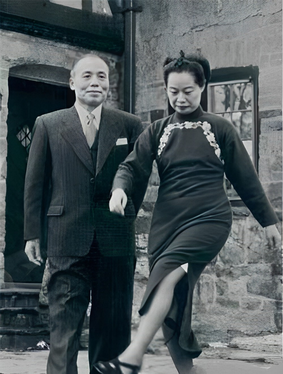 李宗仁和他的独腿妻子,郭德洁,1950年.