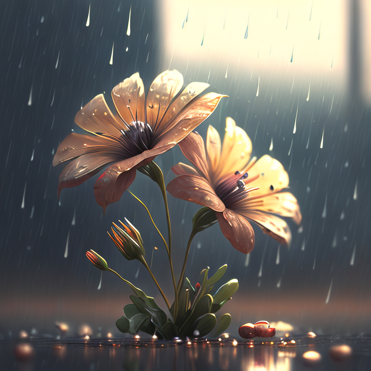 初弹如珠后如缕,一声两声落花雨.4k,简洁,静谧#百度ai绘图黑科技