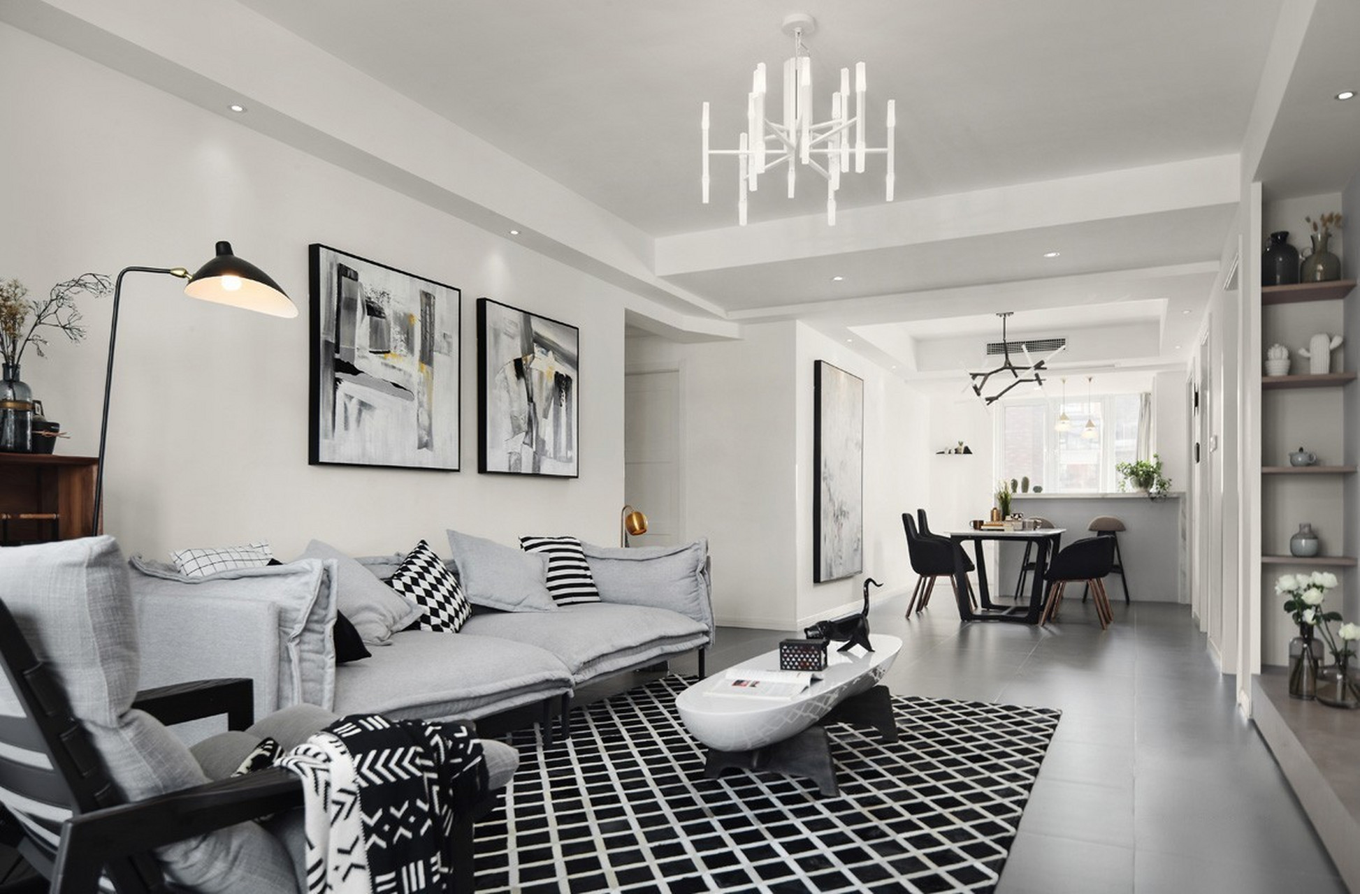 武汉装修# #武汉装修设计公司# 浅灰色电视背景墙与客厅整个空间色调