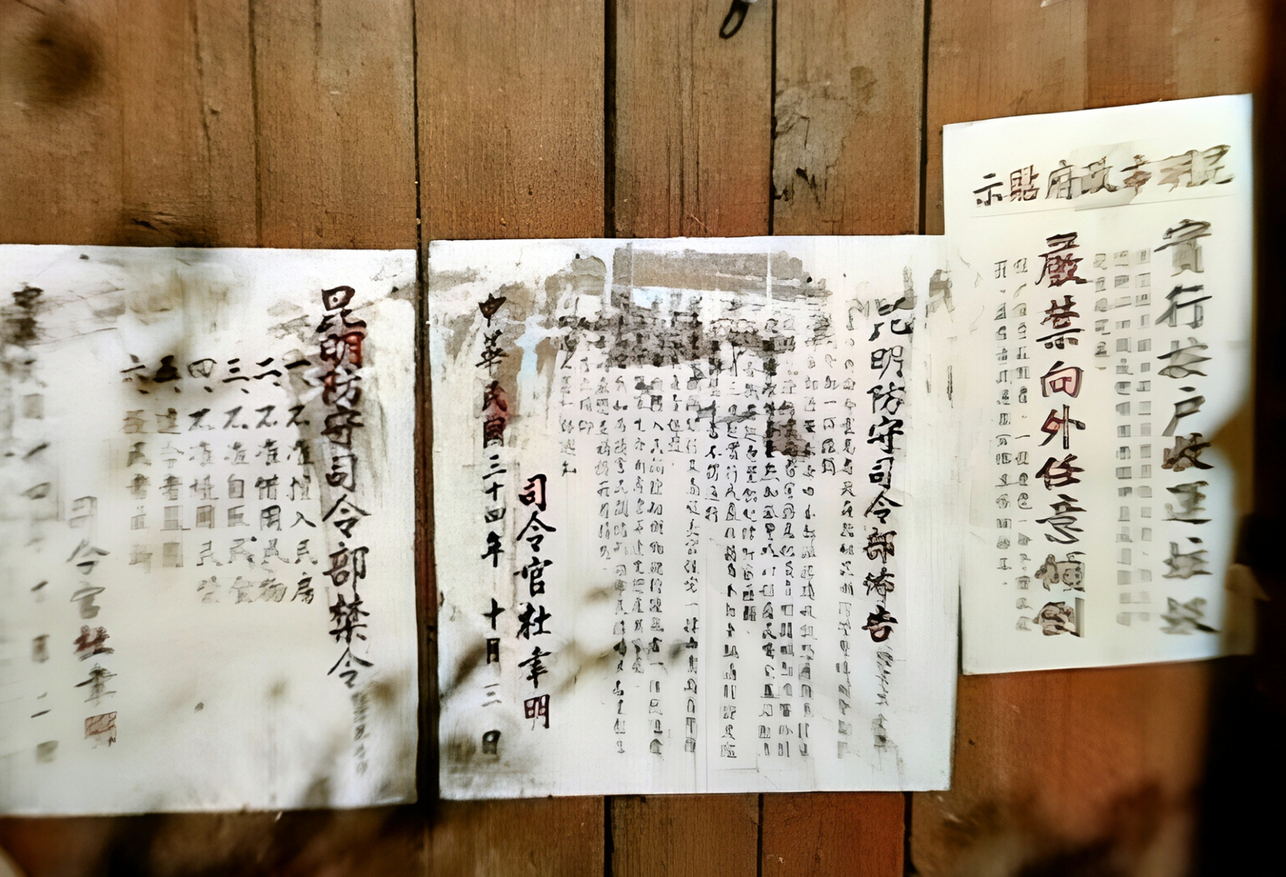 最右边这张是当时的昆明市政府的告示,上面的内容为"实行按户收运垃圾