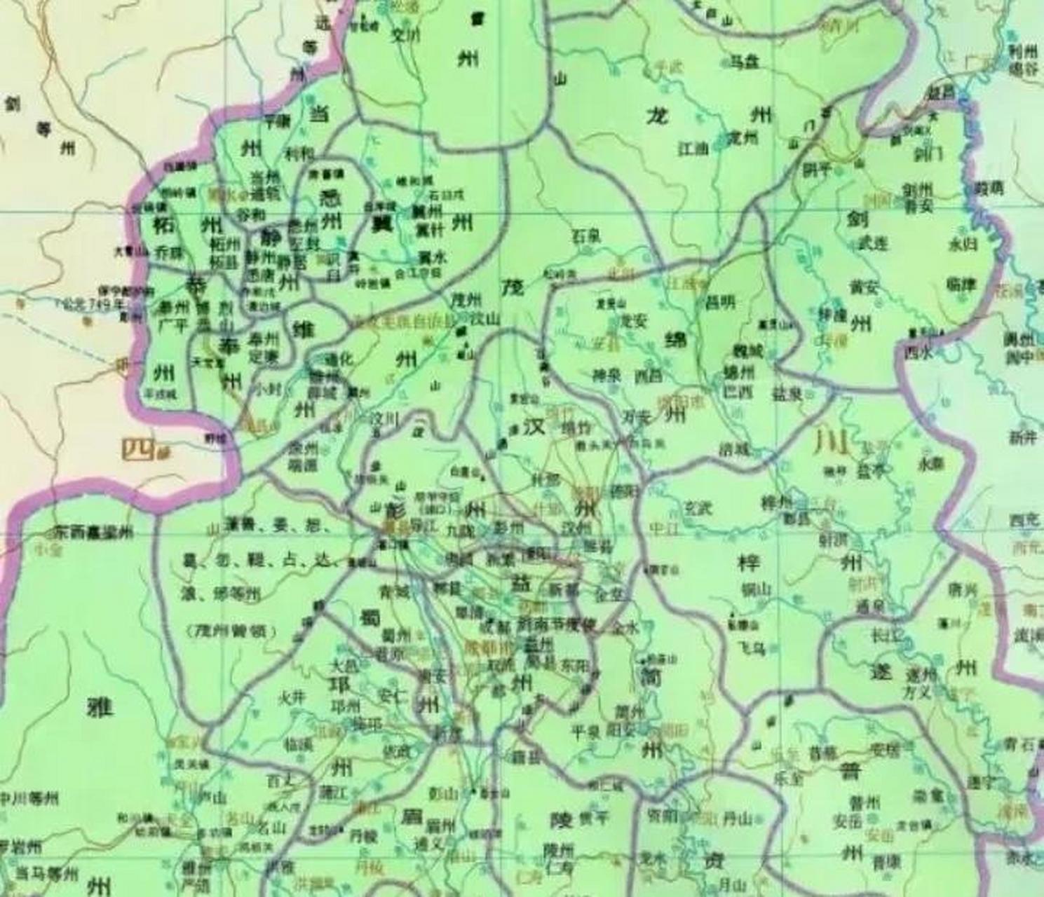 唐朝的剑南道辖区为现在的四川省西部大部分的地区,川北部分地区,川中