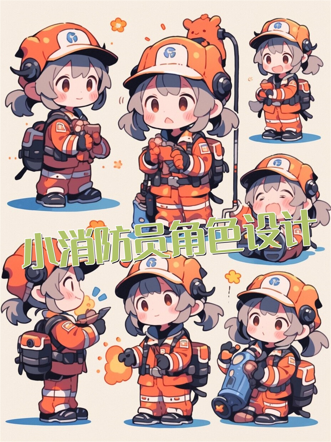 q版人物图片消防员二次元图片消防员人物漫画动漫人物女孩和消防安全