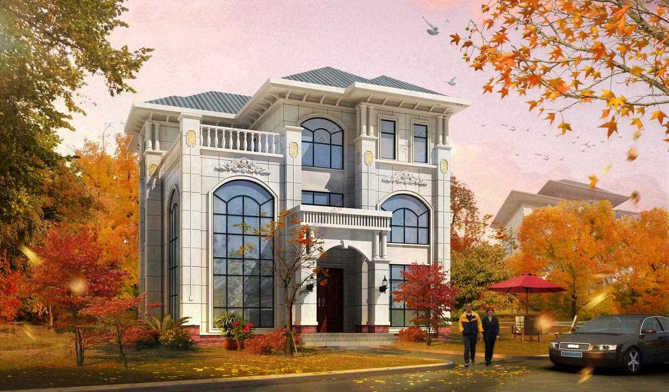 实用美观的一款大气欧式三层别墅,复式挑空客厅带有旋转楼梯.