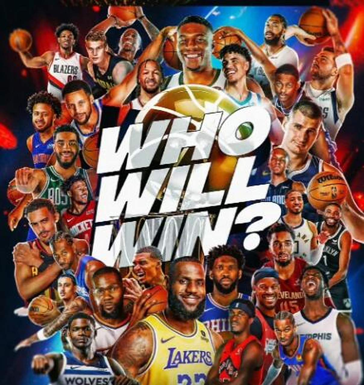 nba官方发布了新赛季宣传海报,詹姆斯依旧c位!