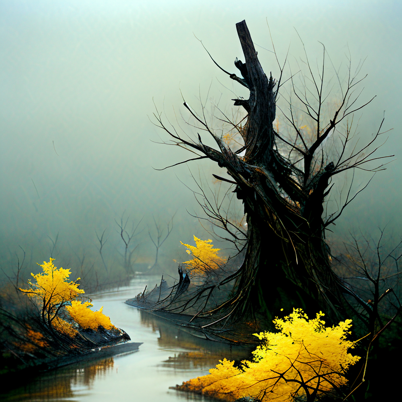 江天惨澹日凄凉,木未经霜叶未黄.意境,典雅,宁静#百度ai绘图黑科技