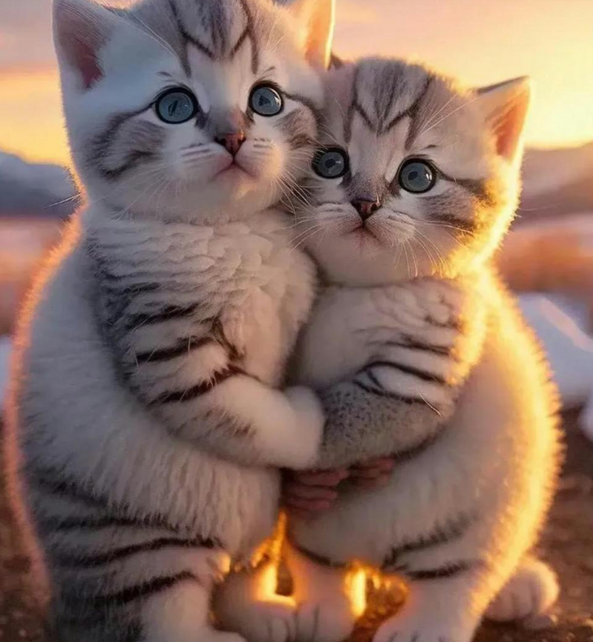 哇噻,萌萌的真的是太可爱了,它们居然还会抱抱