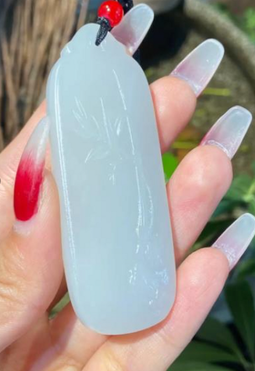 点击头像看直播##和田玉#和田玉烟灰紫观音牌!