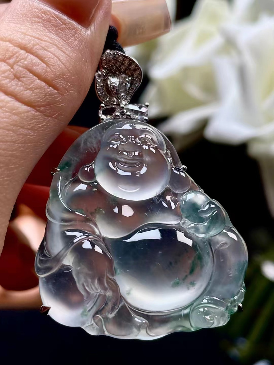 玻璃种飘绿花佛公 #翡翠# #翡翠佛公# #翡翠珠宝