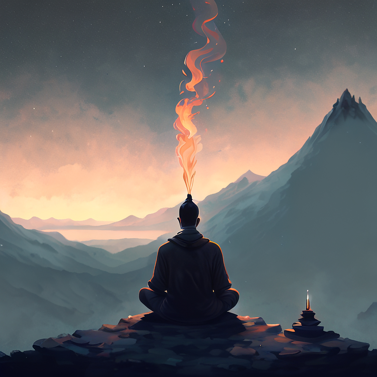 夜静焚香坐,空山一个人.宁谧,明净,意境#百度文心一言来了#