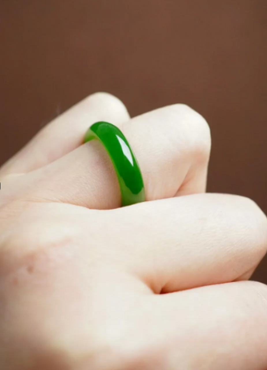 点击头像看直播##和田玉#和田玉碧玉正阳绿 指环