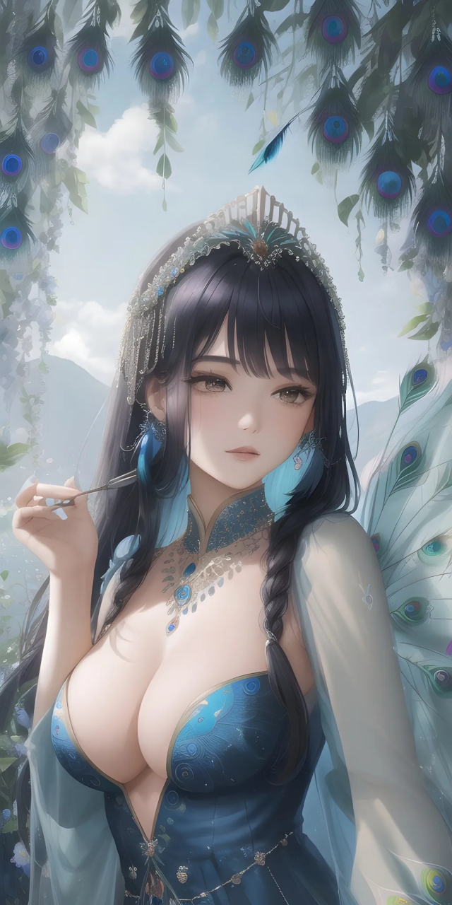 动漫壁纸##ai绘画#孔雀少女,喜欢的就下载成为你的手机壁纸吧.