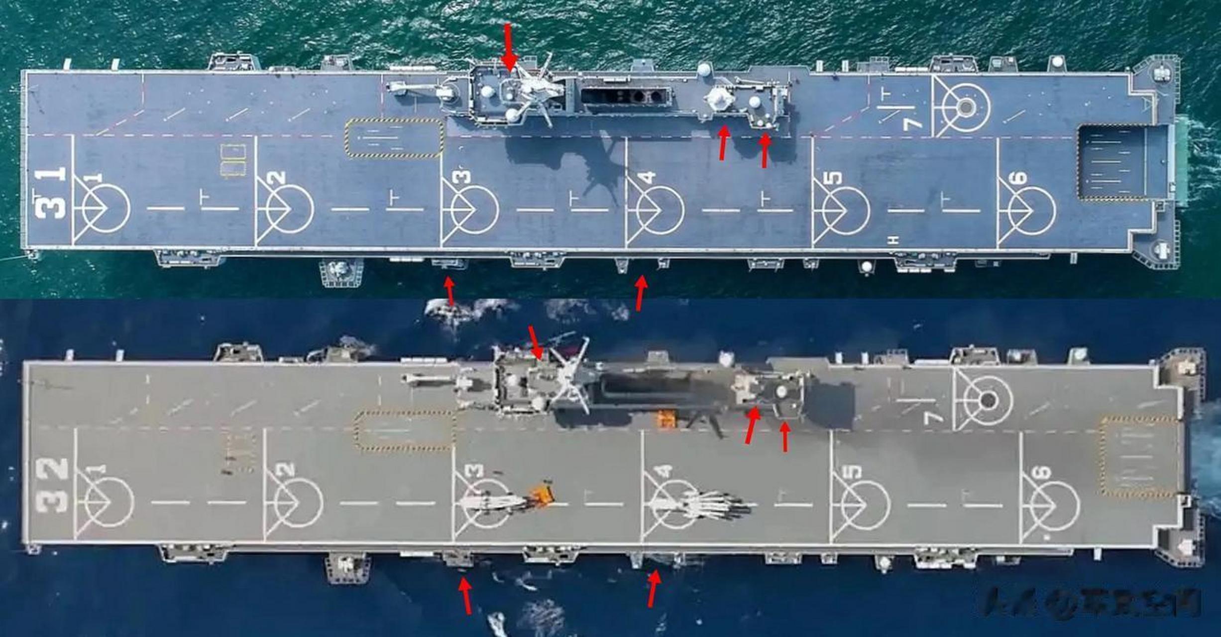 075两栖攻击舰同一批次都有不同之处.