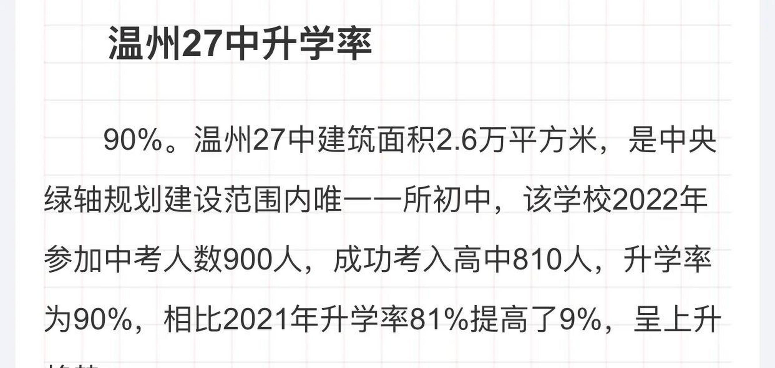 温州实验中学府东分校(二十七中)去年的普高升学率居然达到了90%,牛!