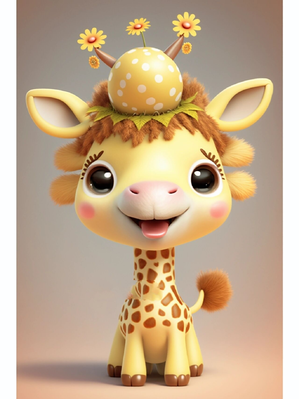 可爱呆萌长颈鹿,幸福的微笑