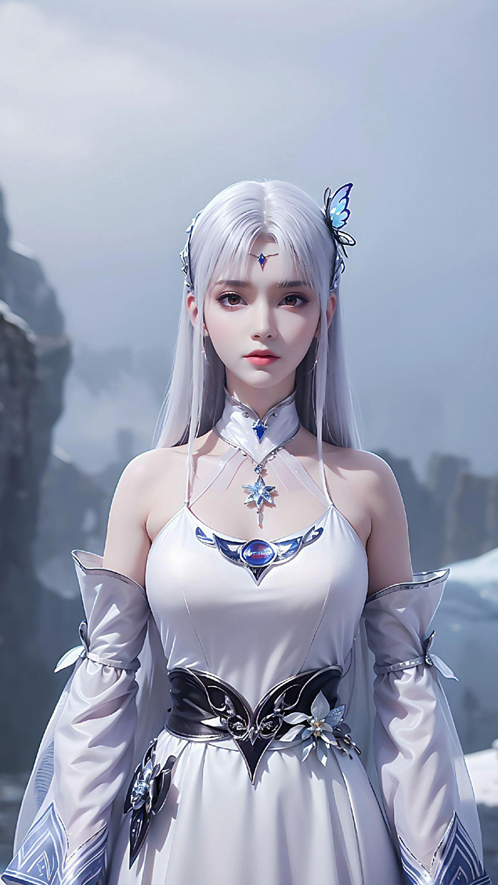 《斗破苍穹》小医仙ai超高清手机壁纸:白发紫瞳,创立毒宗,绰号"天毒女