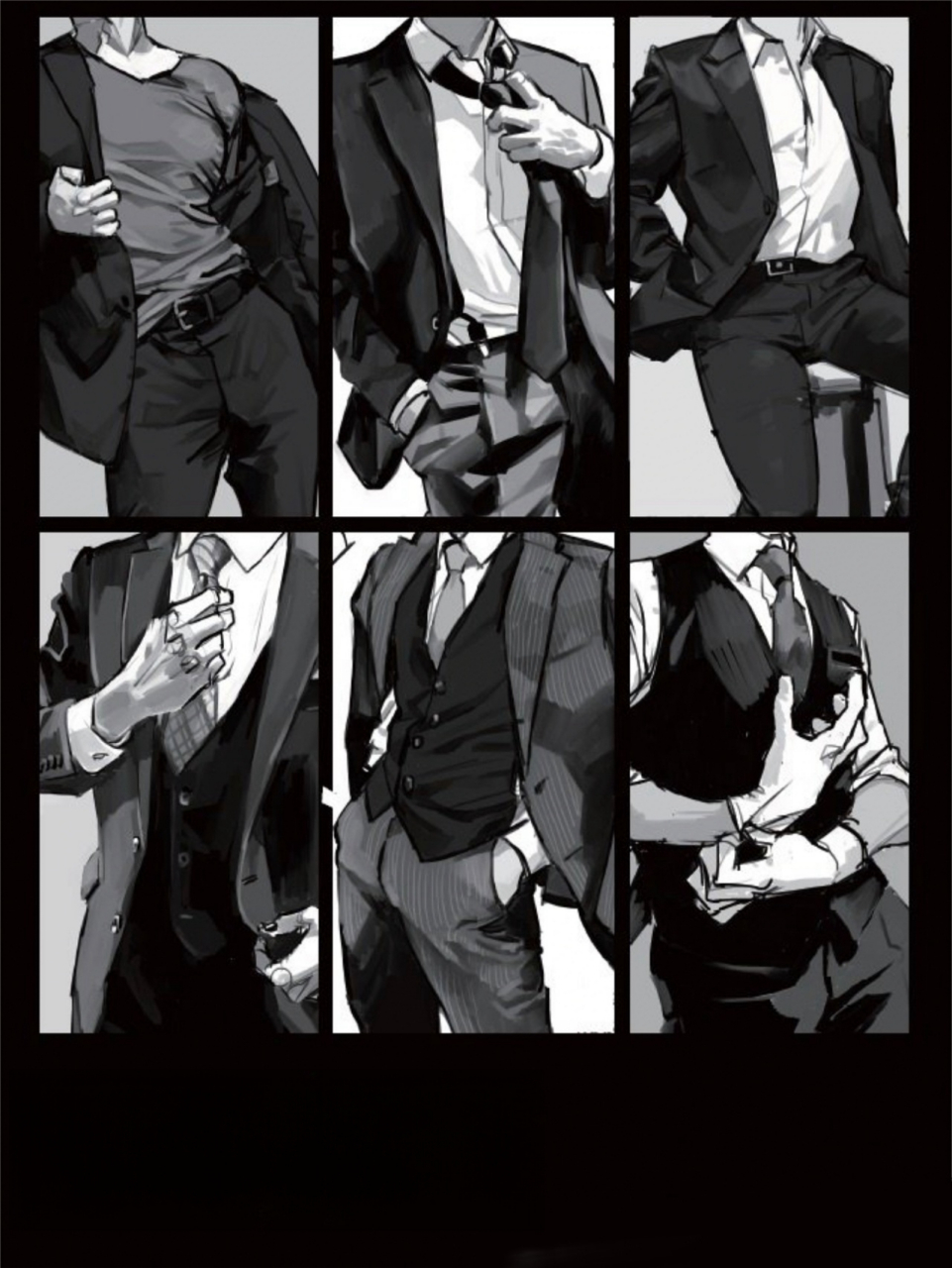 绘画参考图:西装褶皱画法  细腻的线条,深浅不一的阴影,每一道褶皱都