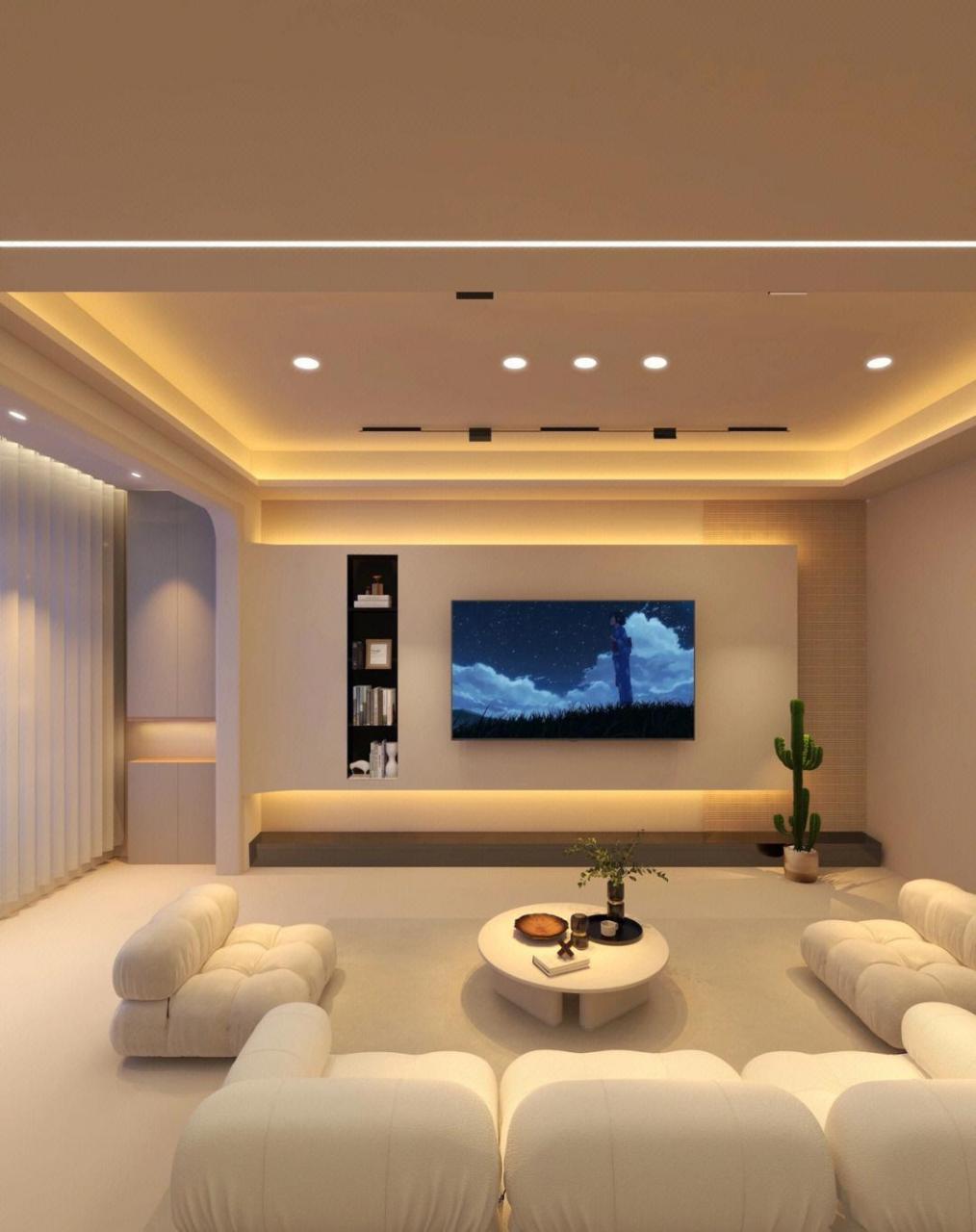 无主灯客厅设计,色温3000k好看到尖叫[给你小心心] 这个暖调客厅真真