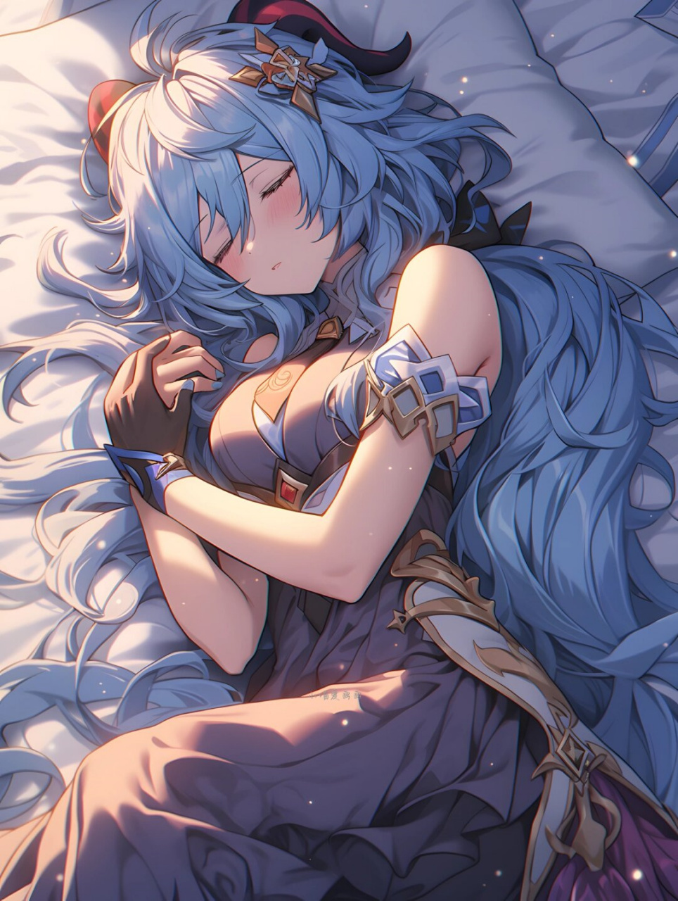 甘雨睡着了也太美了吧  甘雨作为《原神》中的角色,确实非常美丽.