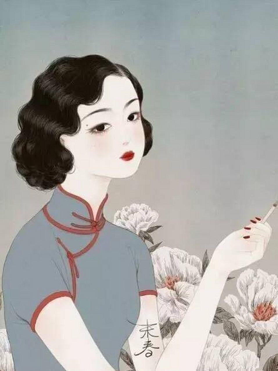 插画师末春,她笔下的民国旗袍美人,肤如凝脂,珠圆玉润不同于现在所