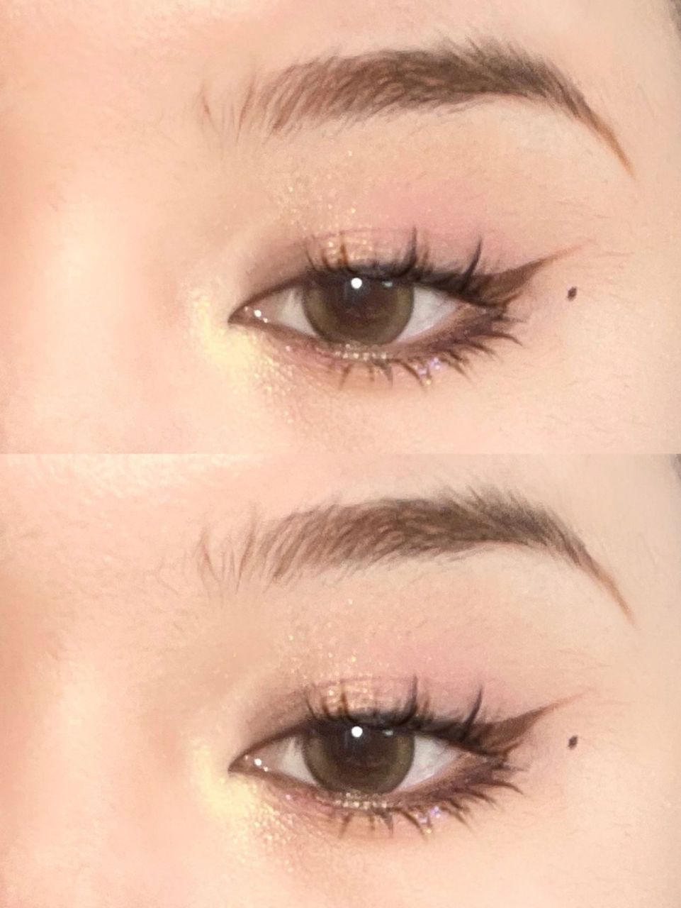 一个带眼头提亮的粉色眼妆,配上钓系全包眼线和下睫毛,尊的贼漫画眼