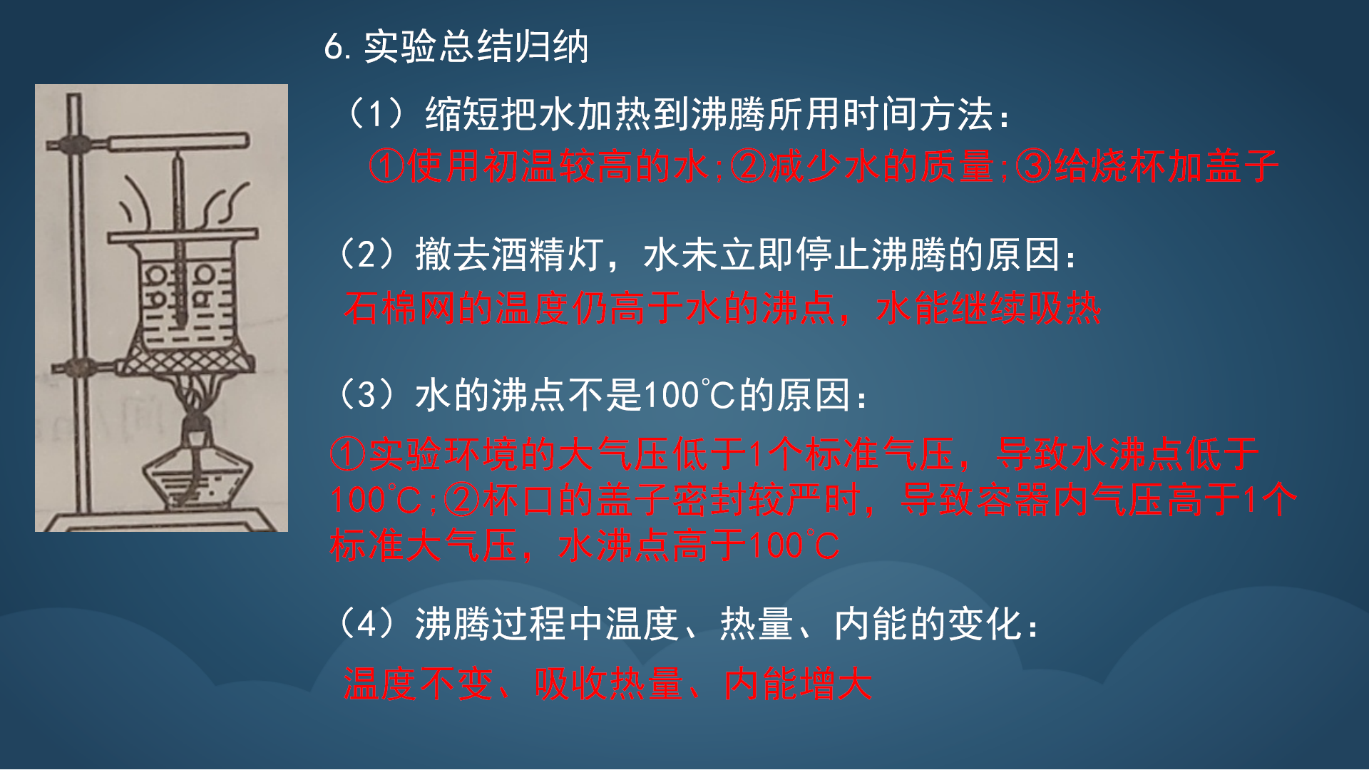 实验主要器材选取及作用 ①石棉网的作用: ②硬纸板的作用: ③测量