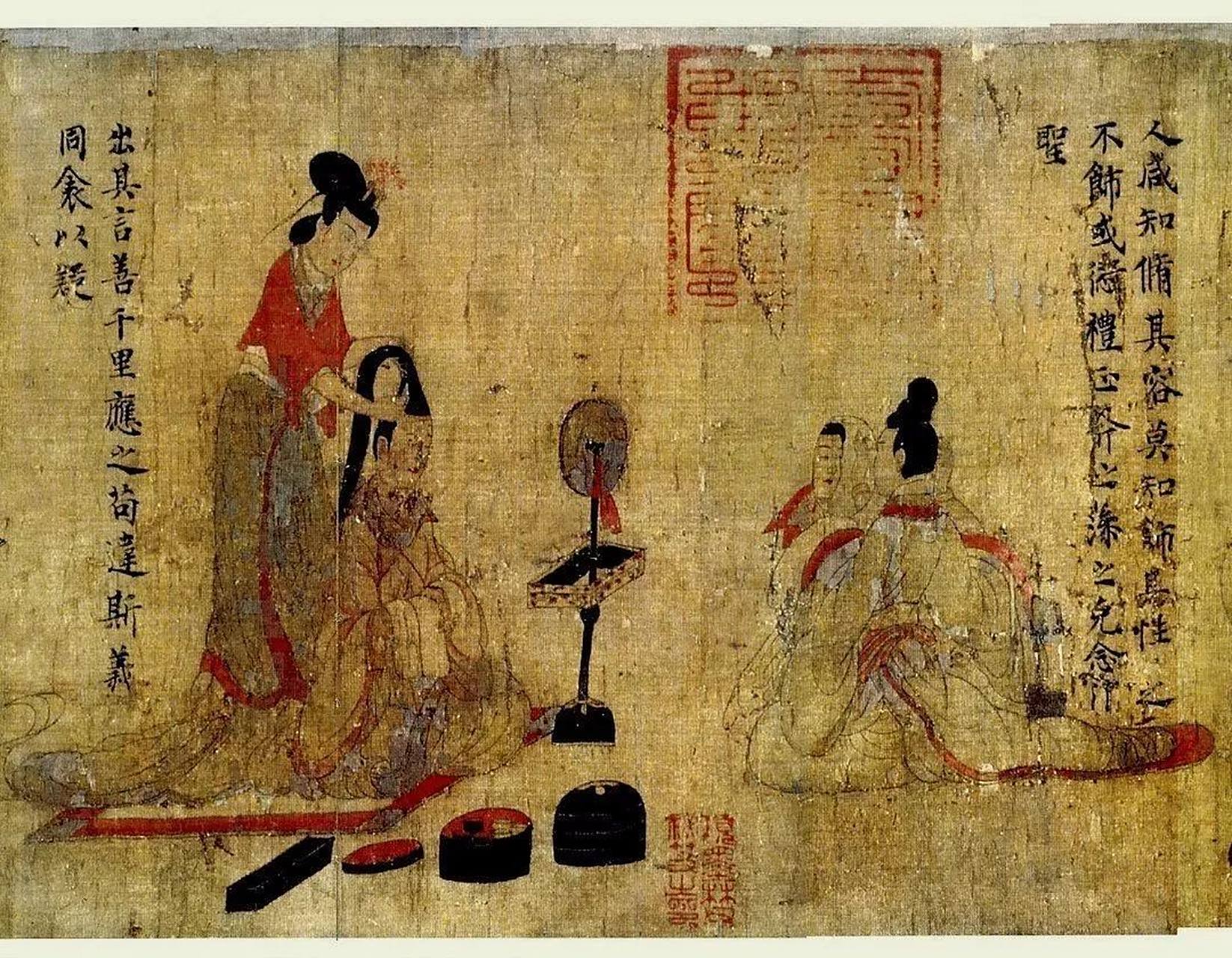 东晋顾恺之的传世之作《女史箴图》是当今存世最早的中国绢画,12段,此