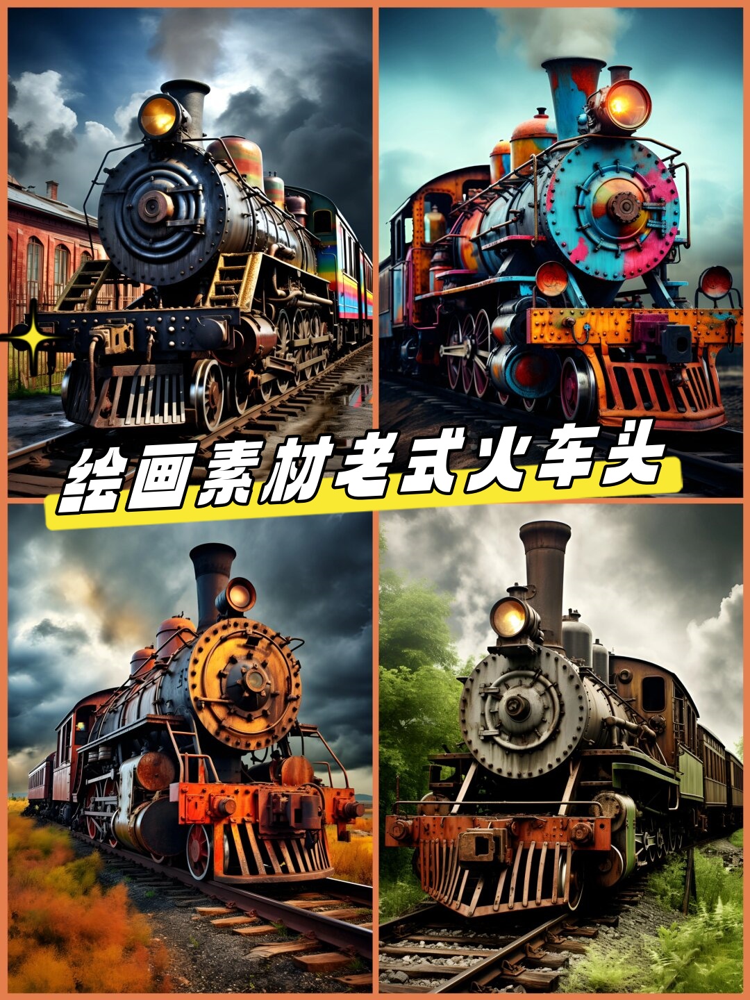 绘画素材老式火车头