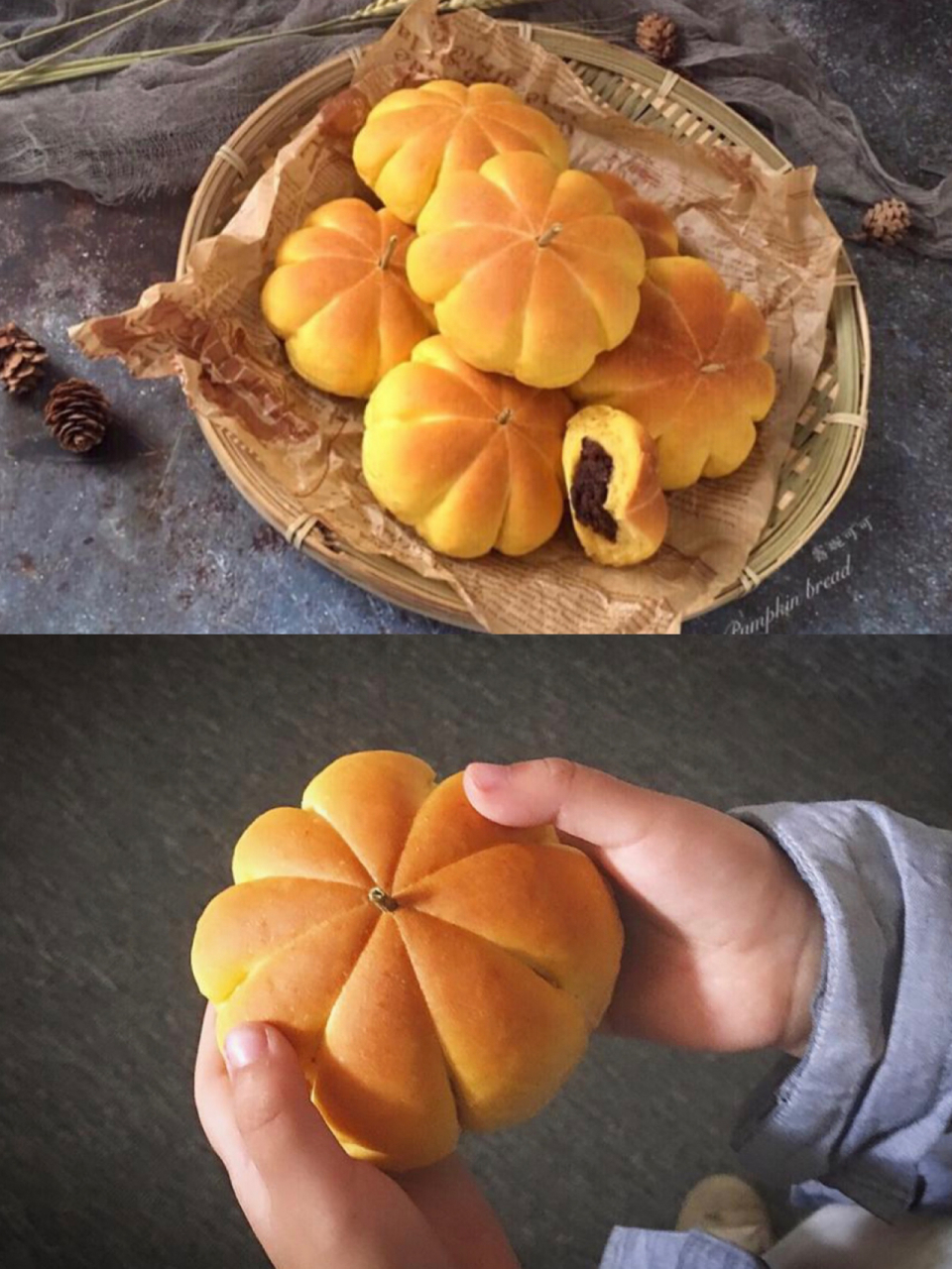 豆沙馅黄金南瓜面包[照相机][照相机]造型面包[照相机][照相机] 造型