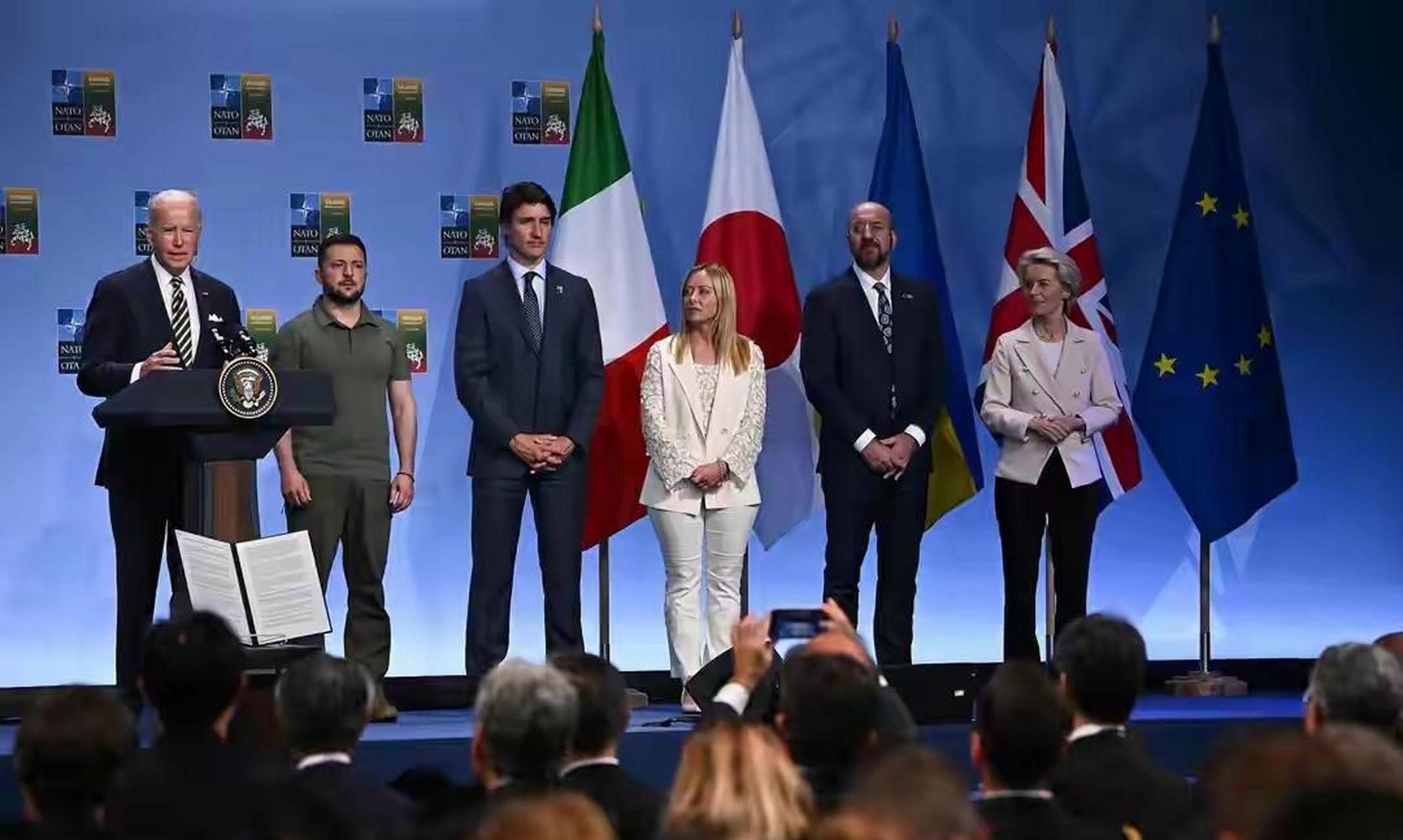 北约峰会闭幕之际,七国集团(g7)12日宣布将向乌克兰提供全方位支持.