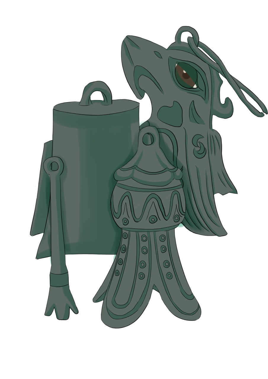 三星堆插画绘制,参加学院奖时画的,命题是和金嗓子相关.强调下火等.