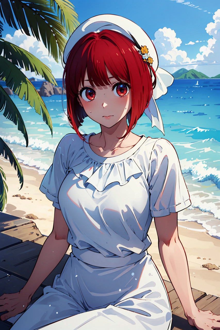 红发沙滩少女[大哈#二次元美少女