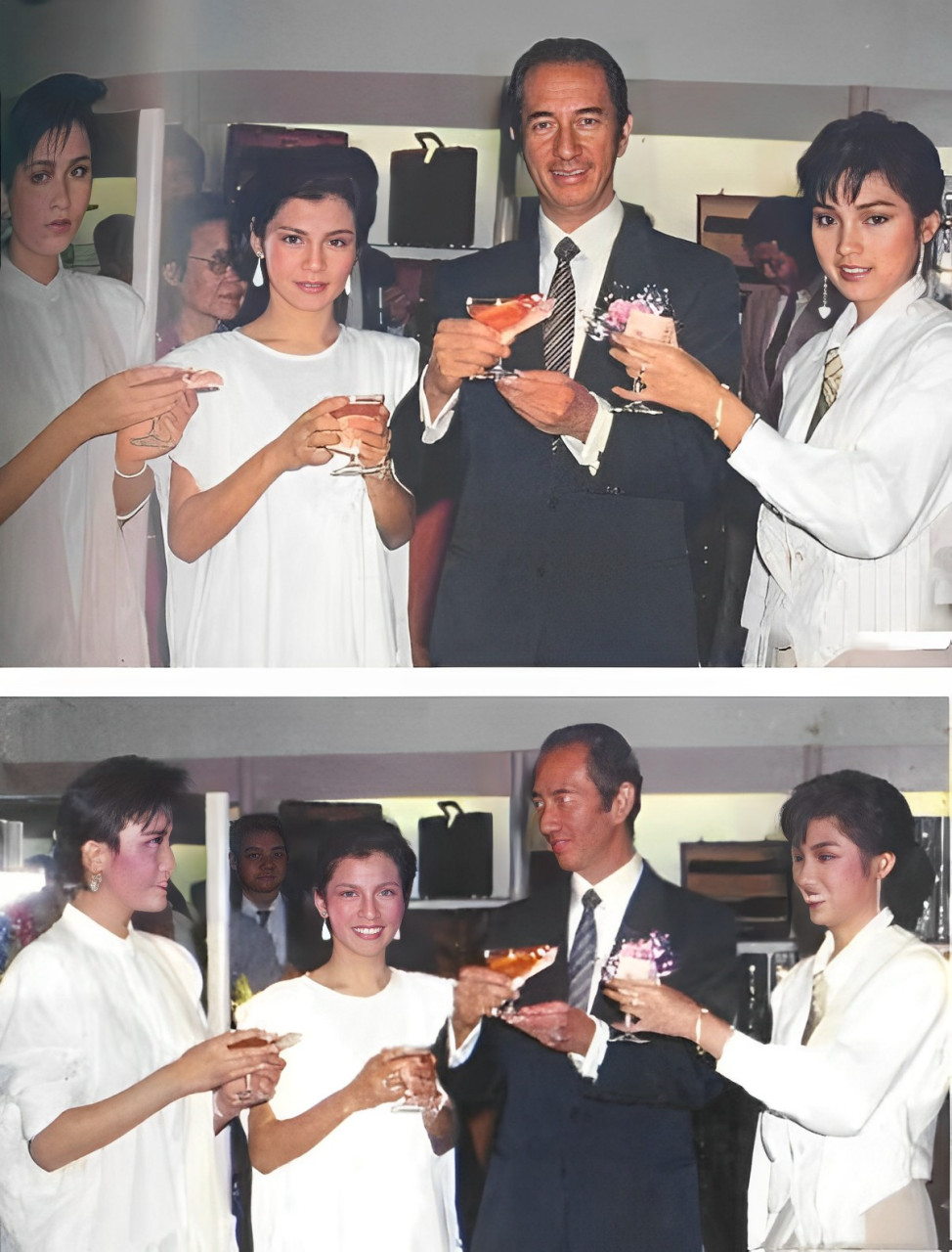 翁美玲,刘嘉玲,戚美珍在80年代为赌王的何鸿燊干杯!