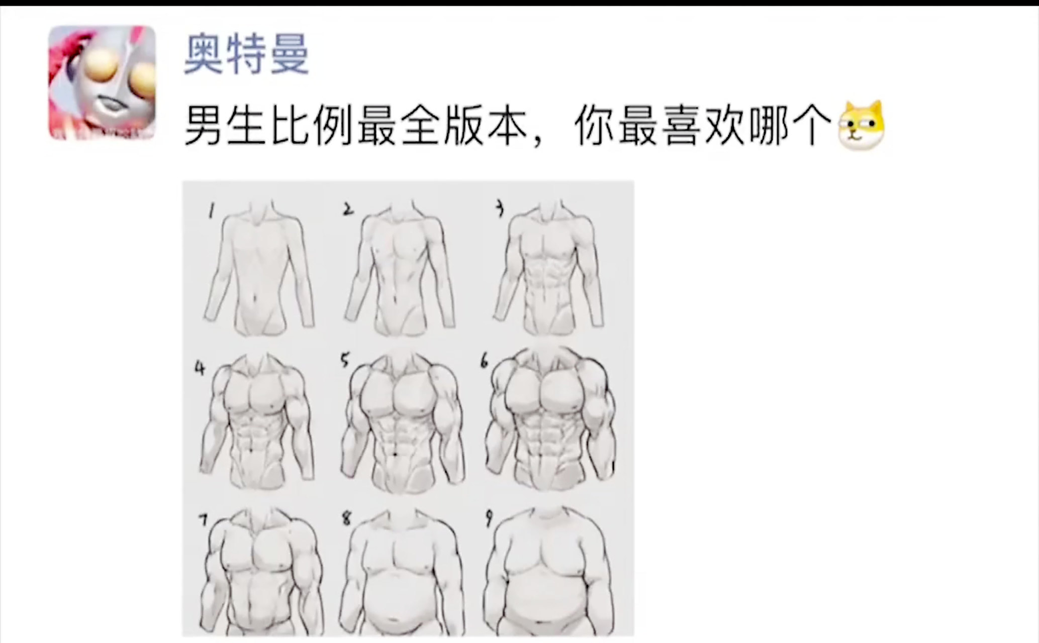 男生身材比例最全版本,据说8号最吃香,你更喜欢哪个呢