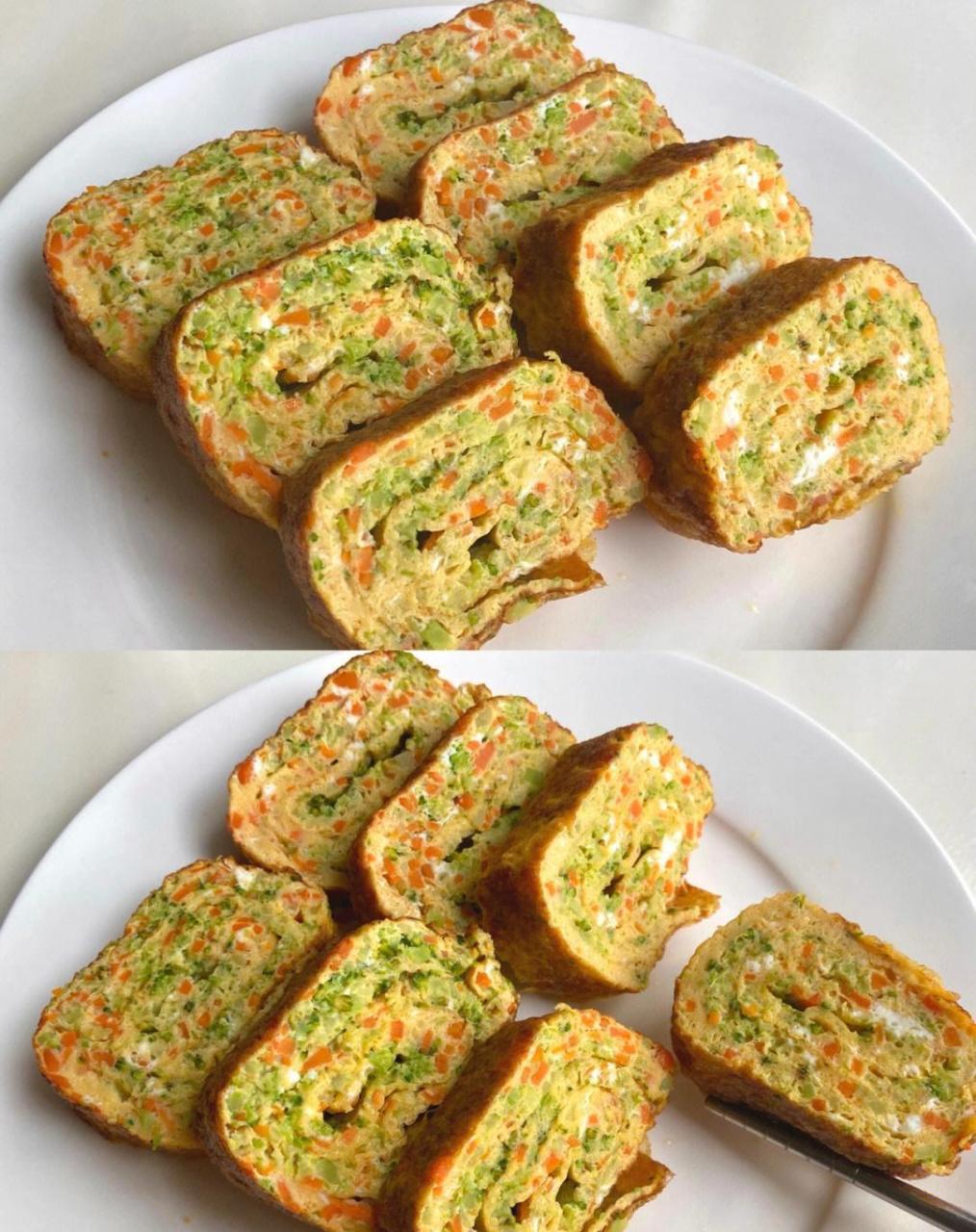 10分钟?低卡营养早餐|||今天在家做了一口嫩滑的西兰花杂蔬厚蛋烧!