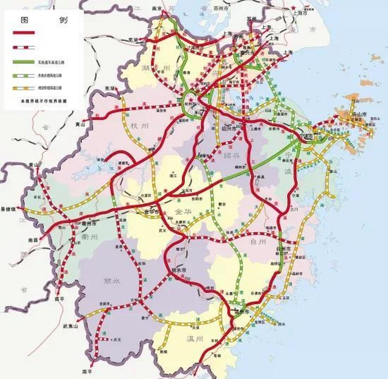 浙江的高速地图,绕来绕去,把浙江包裹在里面,都透不过气了.