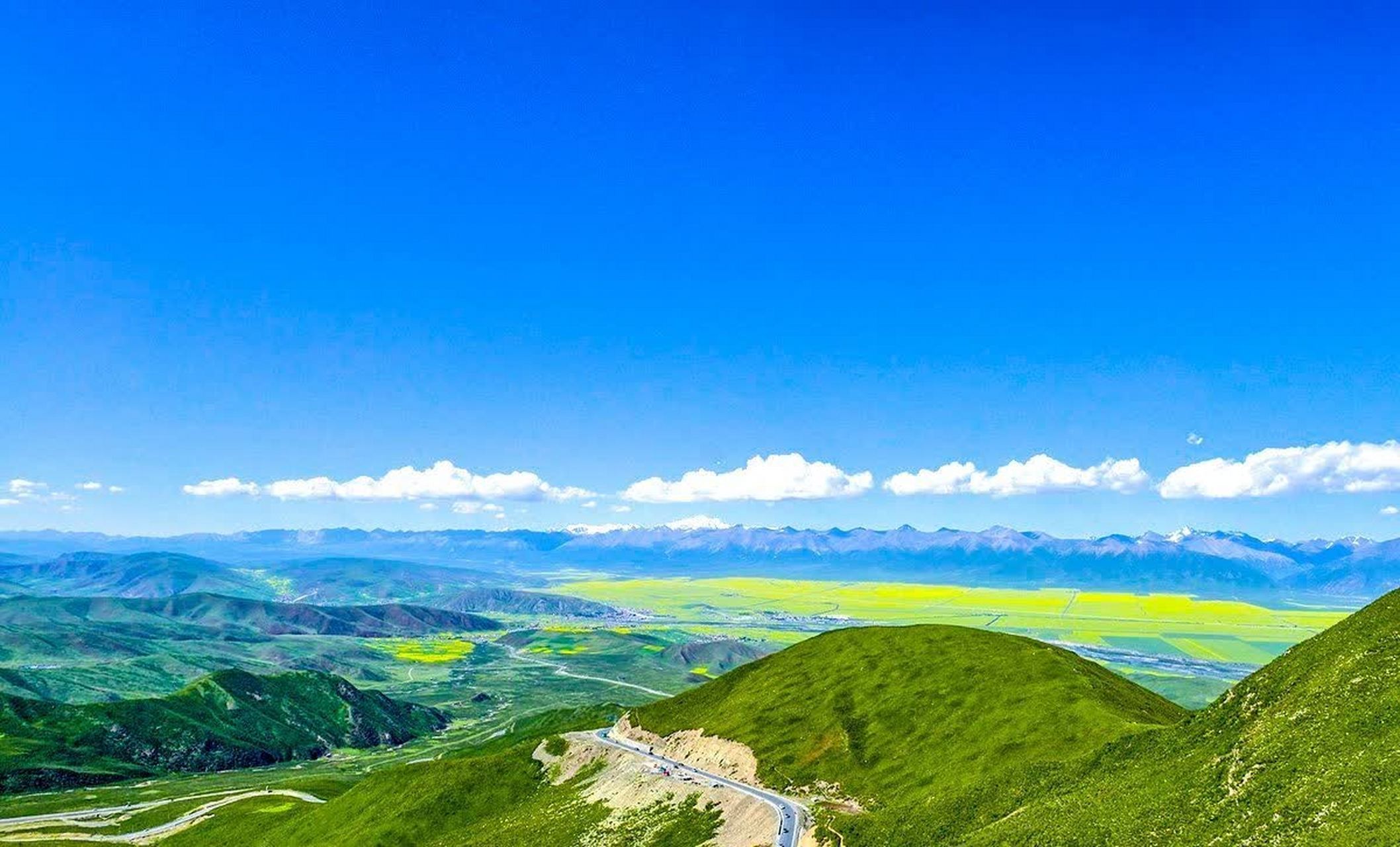 青海的油菜花海,在高原湖畔的蓝天下,无论远近都是一道美丽的风景.