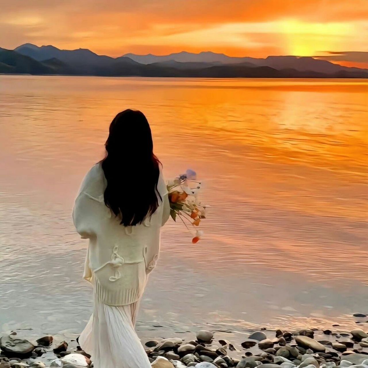 夕阳西下,头像中的美丽景色