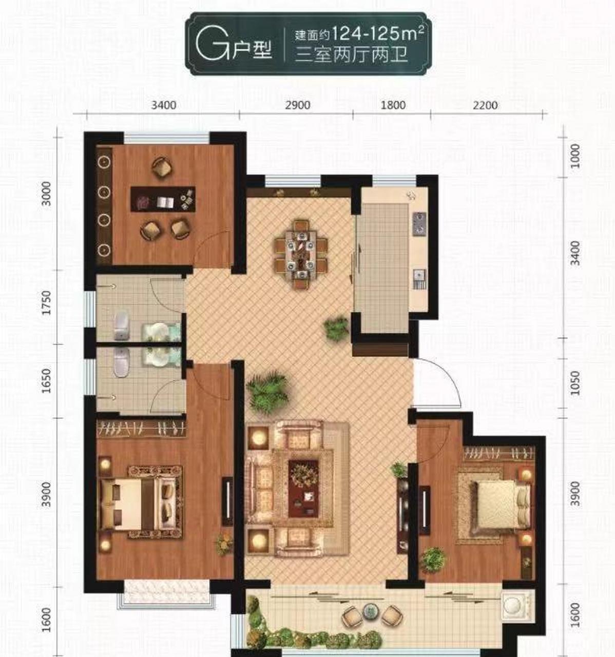 这套120平米的户型,相对来说已经很不错了,有独立的玄关区,收到屋主